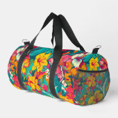 Farbenfrohes tropisches Blumenmuster Duffle Bag (Rechte Ecke)