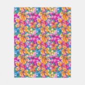 Farbenfrohes tropisches Blumenmuster Fleecedecke (Vorderseite)