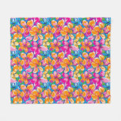 Farbenfrohes tropisches Blumenmuster Fleecedecke (Vorderseite (Horizontal))