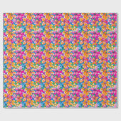 Farbenfrohes tropisches Blumenmuster Geschenkpapier (Flach)
