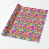 Farbenfrohes tropisches Blumenmuster Geschenkpapier (Ungerollt)