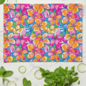 Farbenfrohes tropisches Blumenmuster Geschirrtuch (Gefaltet)