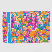 Farbenfrohes tropisches Blumenmuster Golfhandtuch (Horizontal)