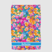 Farbenfrohes tropisches Blumenmuster Golfhandtuch (Vorderseite)