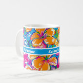 Farbenfrohes tropisches Blumenmuster Kaffeetasse (Vorderseite Links)
