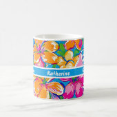 Farbenfrohes tropisches Blumenmuster Kaffeetasse (Mittel)