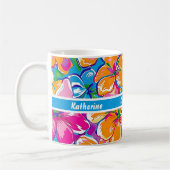 Farbenfrohes tropisches Blumenmuster Kaffeetasse (Links)
