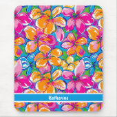 Farbenfrohes tropisches Blumenmuster Mousepad (Vorne)