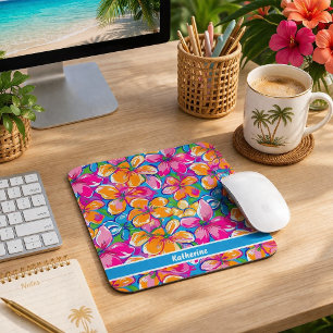 Farbenfrohes tropisches Blumenmuster Mousepad
