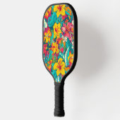 Farbenfrohes tropisches Blumenmuster Pickleball Schläger (Links)