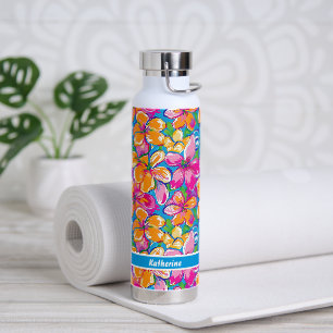 Farbenfrohes tropisches Blumenmuster Trinkflasche