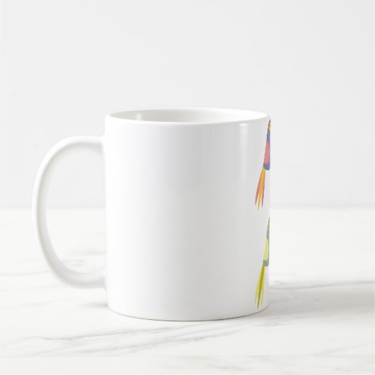 Farbenfrohes tropisches Papageienmuster Kaffeetasse (Links)