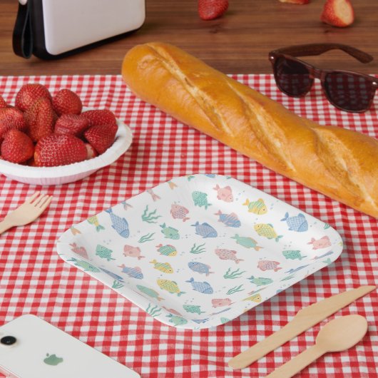 Farbenfrohes Tulimet Tropischer Fisch Muster Pappteller (Picknick)