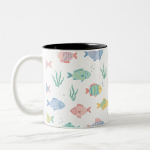 Farbenfrohes Tulimet Tropisches Fischmuster  Zweifarbige Tasse