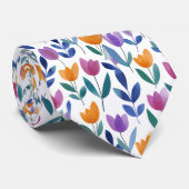 Farbenfrohes Tulpen-Blumenmuster Krawatte (Gerollt)