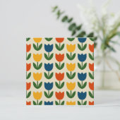 Farbenfrohes Tulpenmuster Einladung (Stehend Vorderseite)