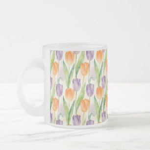 Farbenfrohes Tulpenmuster Mattglastasse