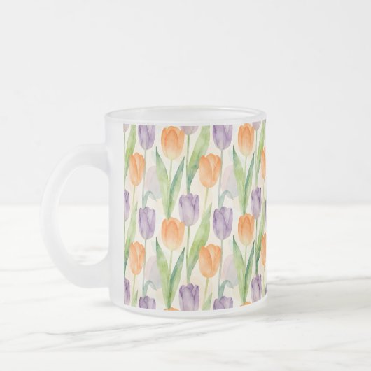 Farbenfrohes Tulpenmuster Mattglastasse (Links)
