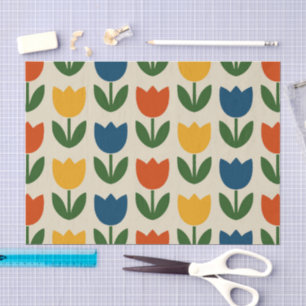 Farbenfrohes Tulpenmuster Seidenpapier