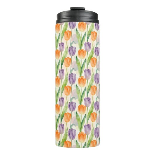 Farbenfrohes Tulpenmuster Thermosbecher (Vorderseite)