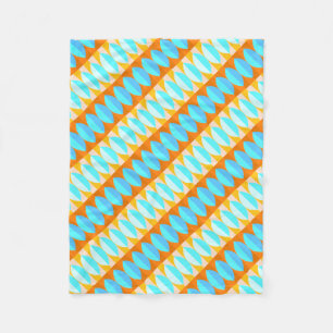 Farbenfrohes Türkis Blau Orange Gelb Muster Fleecedecke