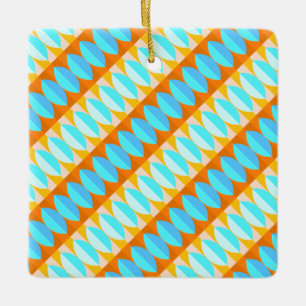 Farbenfrohes Türkis Blau Orange Gelb Muster Keramikornament