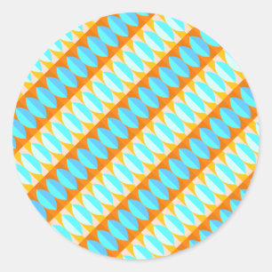 Farbenfrohes Türkis Blau Orange Gelb Muster Runder Aufkleber