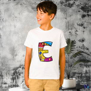 Farbenfrohes und lustiges Monogramm E tribal und D T-Shirt