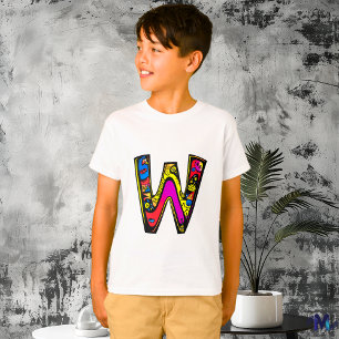 Farbenfrohes und lustiges Monogramm W mit tribal u T-Shirt