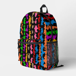 Farbenfrohes unregelmäßiges abstraktes Design Schw Bedruckter Rucksack