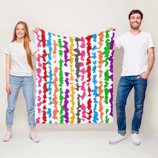 Farbenfrohes unregelmäßiges abstraktes Design Weiß Fleecedecke (Beispiel)