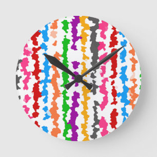 Farbenfrohes unregelmäßiges abstraktes Design Weiß Runde Wanduhr