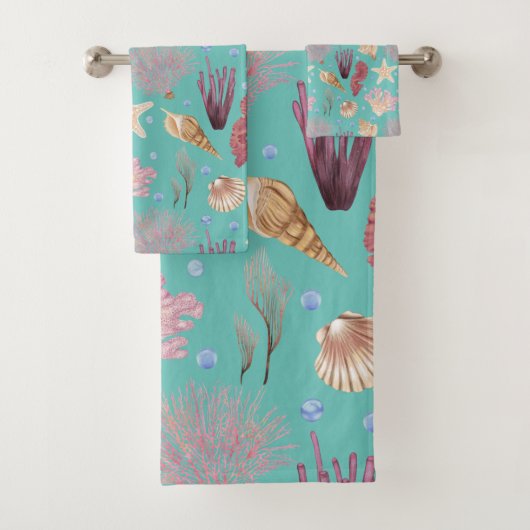 Farbenfrohes Unterwasser-Lebensmuster Badhandtuch Set (Insitu)