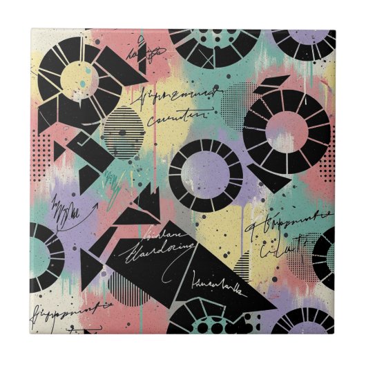 Farbenfrohes urbanes Graffiti-Muster (10) Fliese (Vorderseite)