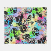 Farbenfrohes urbanes Graffiti-Muster (1) Fleecedecke (Vorderseite (Horizontal))