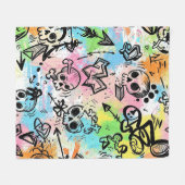 Farbenfrohes urbanes Graffiti-Muster (6) Fleecedecke (Vorderseite (Horizontal))