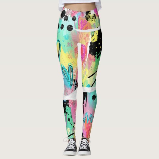 Farbenfrohes urbanes Graffiti-Muster (7) Leggings (Vorderseite)