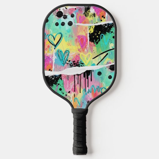 Farbenfrohes urbanes Graffiti-Muster (7) Pickleball Schläger (Vorderseite)