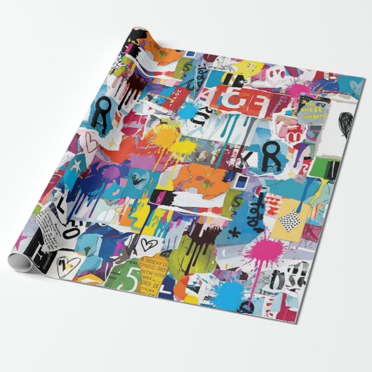Farbenfrohes urbanes Graffiti-Muster (8) Geschenkpapier (Ungerollt)