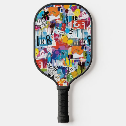 Farbenfrohes urbanes Graffiti-Muster (8) Pickleball Schläger (Vorderseite)