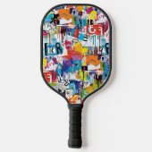 Farbenfrohes urbanes Graffiti-Muster (8) Pickleball Schläger (Rückseite)