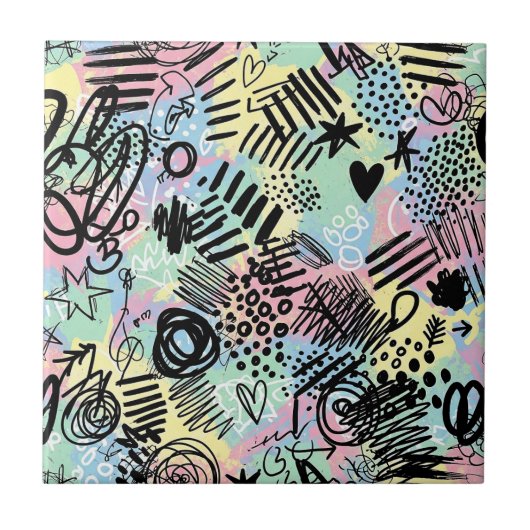 Farbenfrohes urbanes Graffiti-Muster (9) Fliese (Vorderseite)