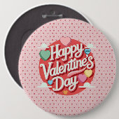 Farbenfrohes Valentinstag-Herz Button (Vorne & Hinten)