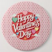 Farbenfrohes Valentinstag-Herz Button (Vorderseite)