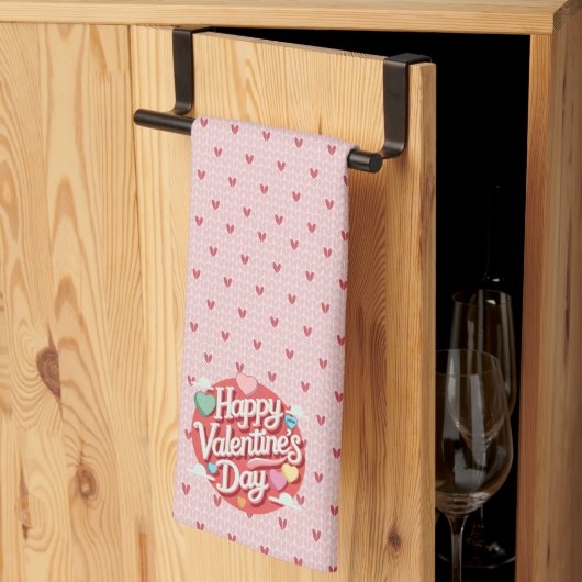 Farbenfrohes Valentinstag-Herz Geschirrtuch (Drittel gefaltet)