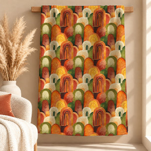 Farbenfrohes verbranntes Orange Salbei Boho-Decken Fleecedecke