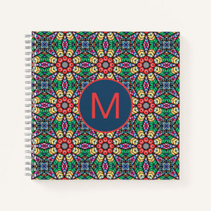 Farbenfrohes verziertes Kaleidoskop-Muster-Monogra Notizblock