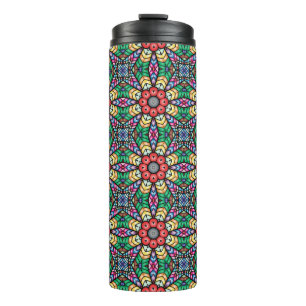Farbenfrohes verziertes Kaleidoskop-Muster Thermosbecher
