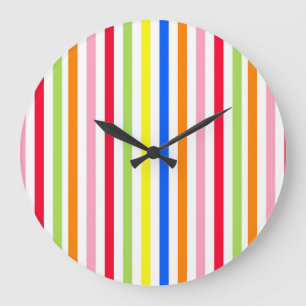 Farbenfrohes Vibrantes Streifenmuster-Design Große Wanduhr