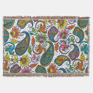 Farbenfrohes vintage Blumen-Paisley-Muster Decke